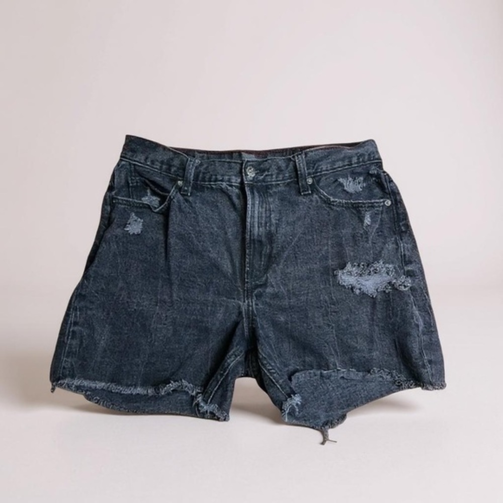 Old Navy high rise slouchy straight black shorts